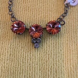 Handmade Crystal Necklace in Coral